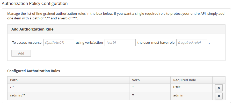 Example Authorization configuration