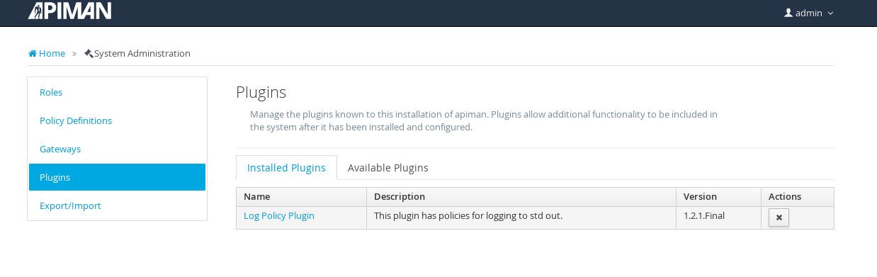 Image: Log Policy Plugin Installed