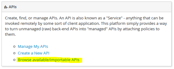 Image: Dashboard - Browse APIs